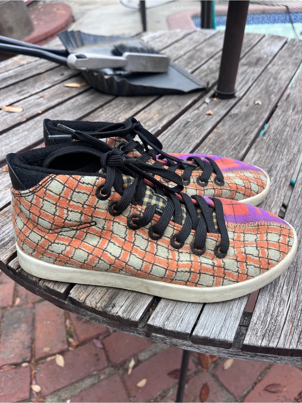 Allbirds rare wool piper Women’s Purple & Orange Plaid Casual Lace-Up Sneakers 9 - Picture 3 of 5
